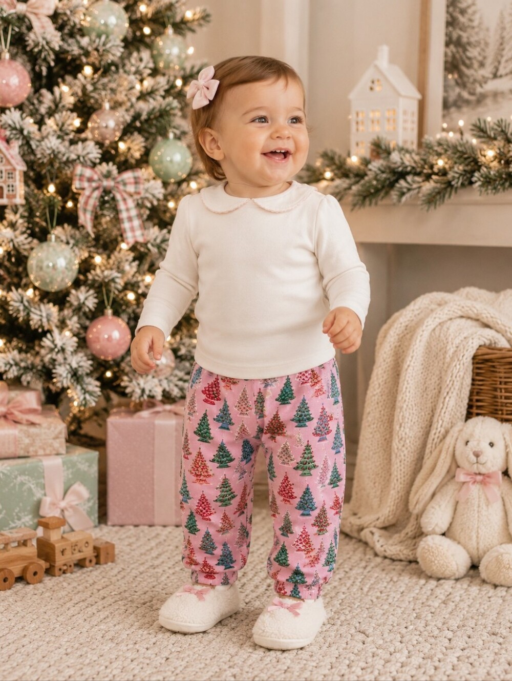 TBBC The Beaufort Bonnet Company Christmas Tree Pants 12-18M NWT